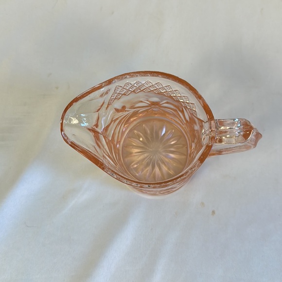 DEPRESSION GLASS PINK FLORAL AND DIAMOND BAND SMALL PITCHER - Picture 7 of 16
